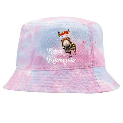 Merry Kissmyass Donkey Sarcastic Xmas Funny Pajama Christmas Tie-Dyed Bucket Hat