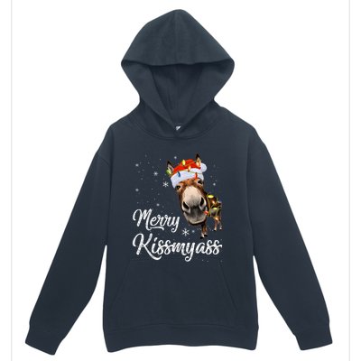 Merry Kissmyass Donkey Sarcastic Xmas Funny Pajama Christmas Urban Pullover Hoodie