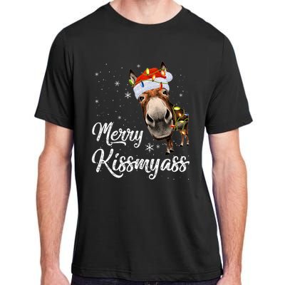 Merry Kissmyass Donkey Sarcastic Xmas Funny Pajama Christmas Adult ChromaSoft Performance T-Shirt