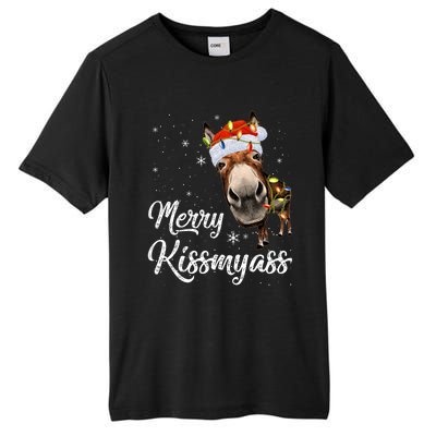 Merry Kissmyass Donkey Sarcastic Xmas Funny Pajama Christmas Tall Fusion ChromaSoft Performance T-Shirt