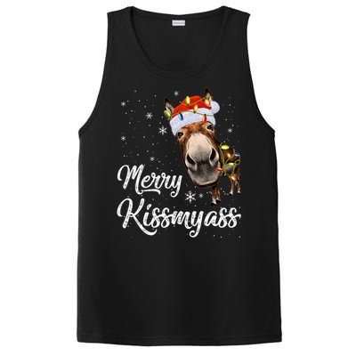 Merry Kissmyass Donkey Sarcastic Xmas Funny Pajama Christmas PosiCharge Competitor Tank