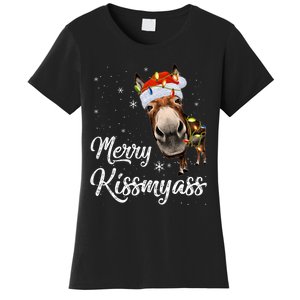 Merry Kissmyass Donkey Sarcastic Xmas Funny Pajama Christmas Women's T-Shirt