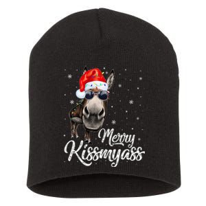 Merry Kissmyass Donkey Sarcastic Xmas Funny Pajama Christmas Short Acrylic Beanie