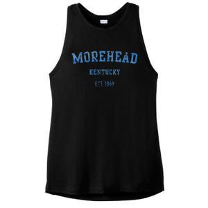 Morehead Kentucky Distressed Text Sport Style Ladies PosiCharge Tri-Blend Wicking Tank