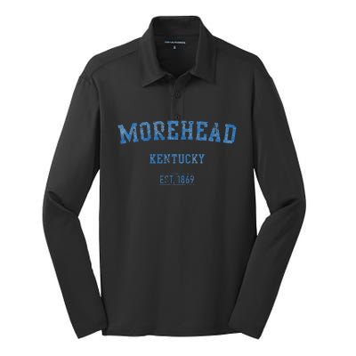 Morehead Kentucky Distressed Text Sport Style Silk Touch Performance Long Sleeve Polo