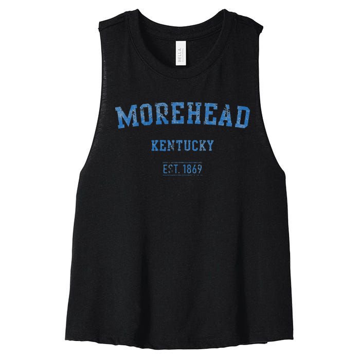 Morehead Kentucky Distressed Text Sport Style Women's Racerback Cropped Tank