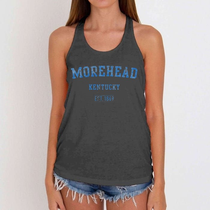 Morehead Kentucky Distressed Text Sport Style Women's Knotted Racerback Tank