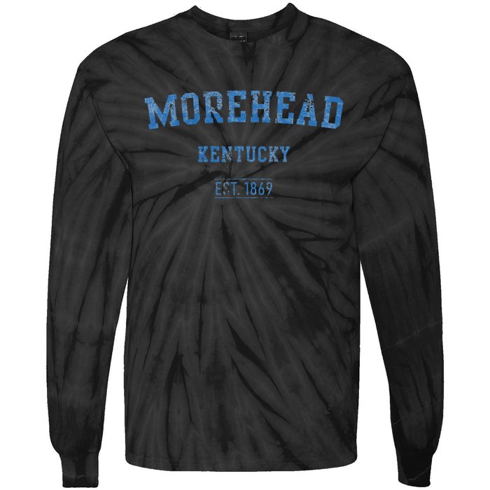 Morehead Kentucky Distressed Text Sport Style Tie-Dye Long Sleeve Shirt