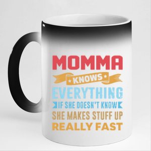 Momma Knows Everything Mom Grandma Grand Mothers Day Gift 11oz Black Color Changing Mug