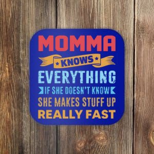 Momma Knows Everything Mom Grandma Grand Mothers Day Gift Coaster