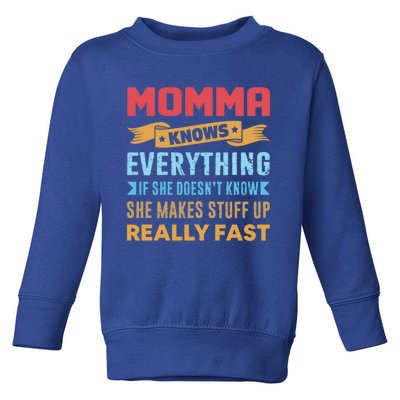 Momma Knows Everything Mom Grandma Grand Mothers Day Gift Toddler Sweatshirt