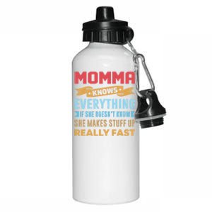 Momma Knows Everything Mom Grandma Grand Mothers Day Gift Aluminum Water Bottle