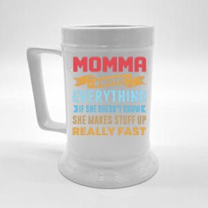 Momma Knows Everything Mom Grandma Grand Mothers Day Gift Beer Stein