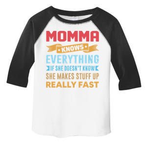 Momma Knows Everything Mom Grandma Grand Mothers Day Gift Toddler Fine Jersey T-Shirt