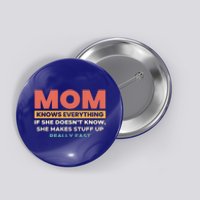 Mom Knows Everything … Mothers Day Cute Gift Button