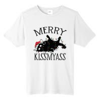 Merry Kissmyass Funny Christmas Cat Tangled In Lights Tall Fusion ChromaSoft Performance T-Shirt