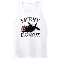 Merry Kissmyass Funny Christmas Cat Tangled In Lights PosiCharge Competitor Tank