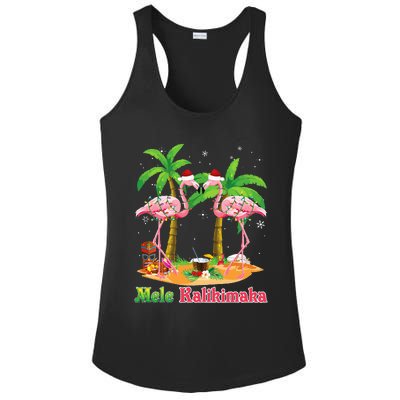 Mele Kalikimaka Flamingo On Beach Christmas Merry In July Ladies PosiCharge Competitor Racerback Tank