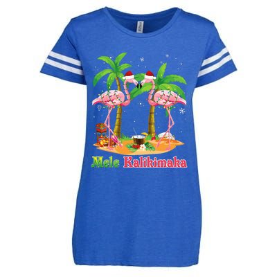 Mele Kalikimaka Flamingo On Beach Christmas Merry In July Enza Ladies Jersey Football T-Shirt