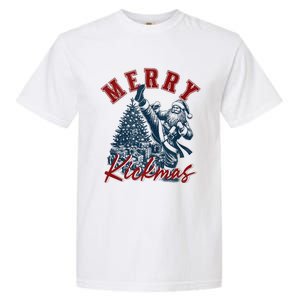 Merry Kickmas Funny Martial Arts Christmas Santa Claus Tank Top Garment-Dyed Heavyweight T-Shirt