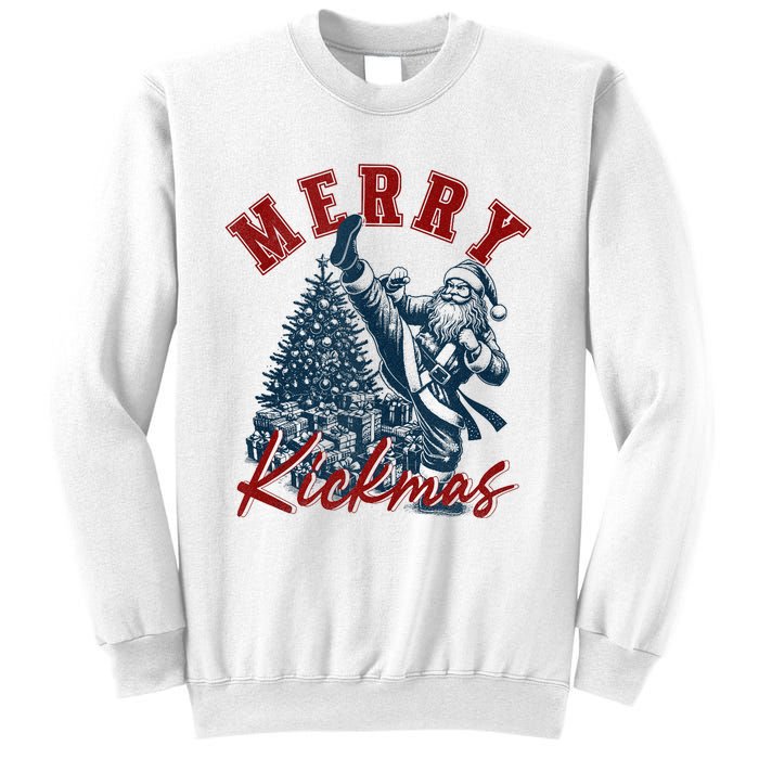 Merry Kickmas Funny Martial Arts Christmas Santa Claus Tank Top Sweatshirt