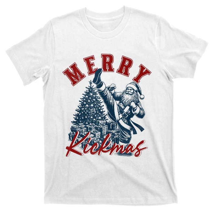 Merry Kickmas Funny Martial Arts Christmas Santa Claus Tank Top T-Shirt