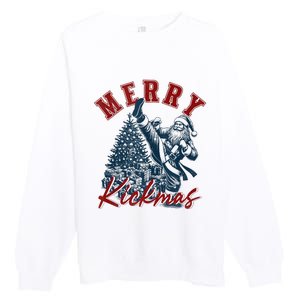 Merry Kickmas Funny Martial Arts Christmas Santa Claus Tank Top Premium Crewneck Sweatshirt