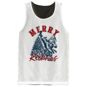 Merry Kickmas Funny Martial Arts Christmas Santa Claus Tank Top Mesh Reversible Basketball Jersey Tank