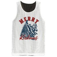 Merry Kickmas Funny Martial Arts Christmas Santa Claus Tank Top Mesh Reversible Basketball Jersey Tank