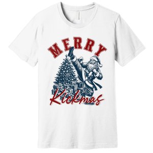 Merry Kickmas Funny Martial Arts Christmas Santa Claus Tank Top Premium T-Shirt