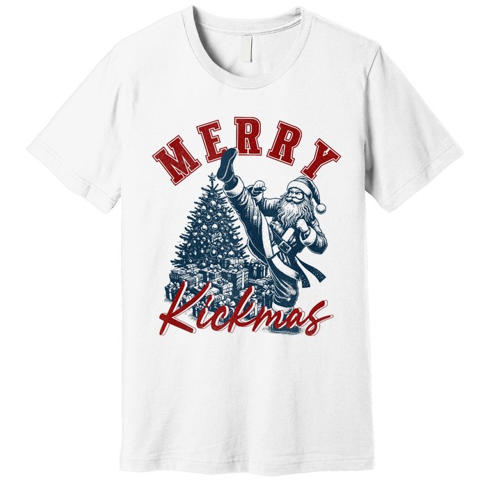 Merry Kickmas Funny Martial Arts Christmas Santa Claus Tank Top Premium T-Shirt