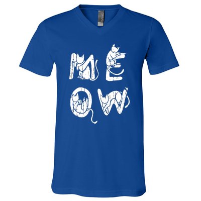 Meow Kitty Funny Cats Mom And Cat Dad Funny Cat Love V-Neck T-Shirt