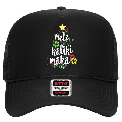 Mele Kalikimaka For Women Hawaiian Hawaii Christmas High Crown Mesh Back Trucker Hat