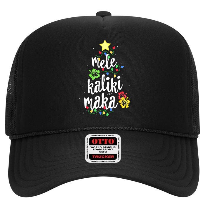 Mele Kalikimaka For Women Hawaiian Hawaii Christmas High Crown Mesh Back Trucker Hat