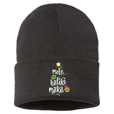 Mele Kalikimaka For Women Hawaiian Hawaii Christmas Sustainable Knit Beanie