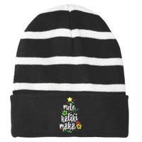 Mele Kalikimaka For Women Hawaiian Hawaii Christmas Striped Beanie with Solid Band