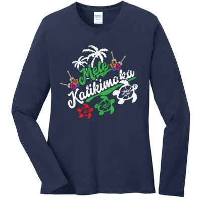 Mele Kalikimaka Fun Merry Christmas Ladies Long Sleeve Shirt