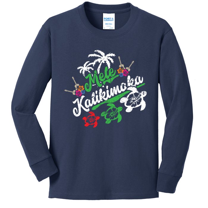 Mele Kalikimaka Fun Merry Christmas Kids Long Sleeve Shirt