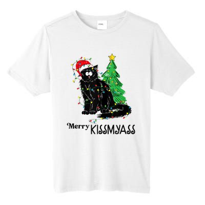 Merry Kissmyass Funny Black Cat Christmas Cat Lover Xmas Tall Fusion ChromaSoft Performance T-Shirt