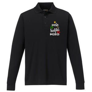 Mele Kalikimaka Festive Holiday Performance Long Sleeve Polo