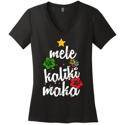Mele Kalikimaka Festive Holiday Women's V-Neck T-Shirt