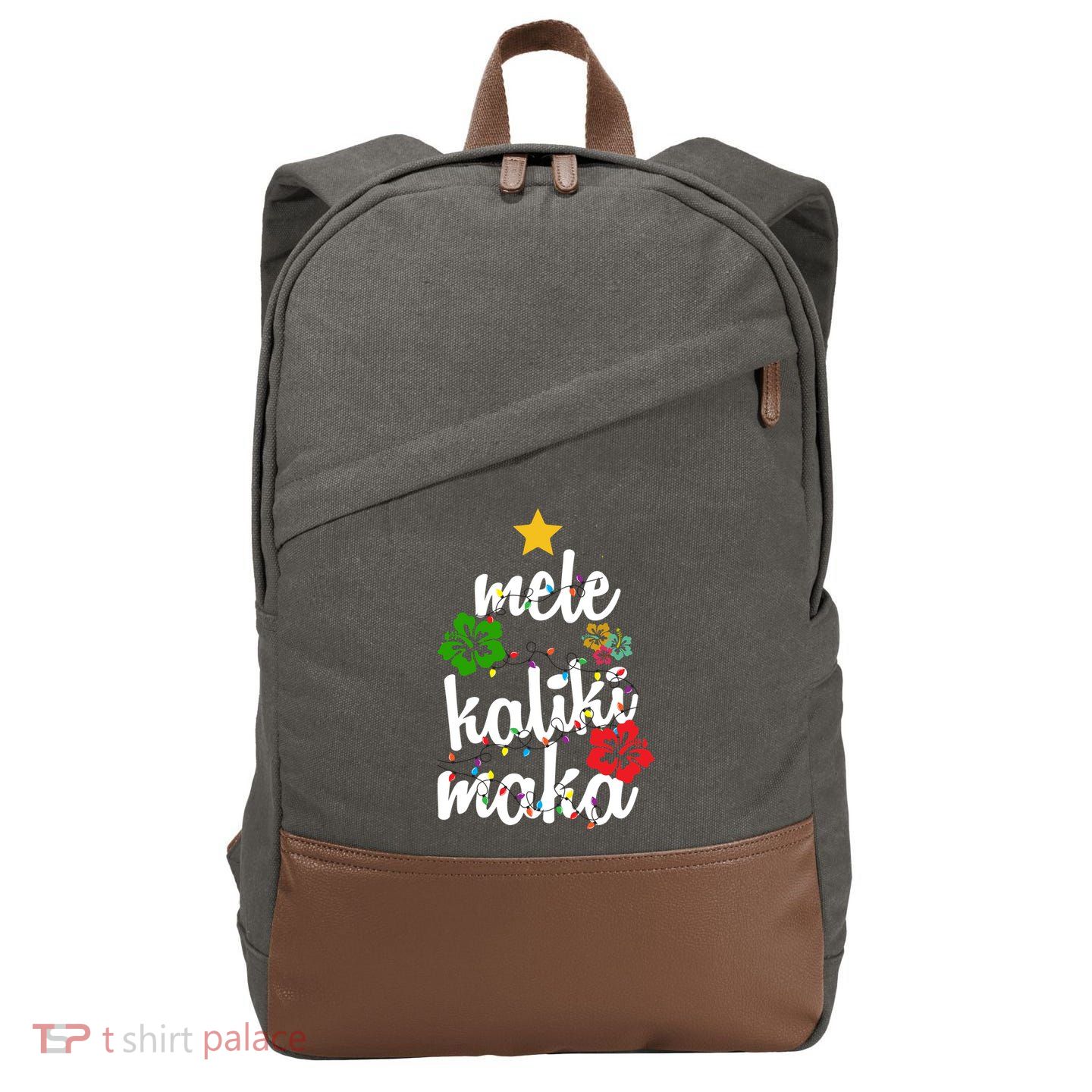 Mele Kalikimaka Festive Holiday Cotton Canvas Backpack