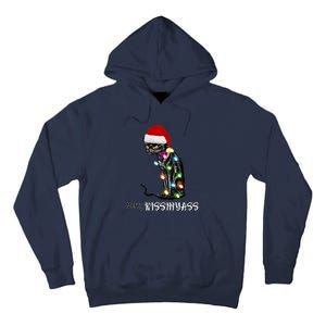 Merry Kissmyass Funny Cat Christmas Lights Tall Hoodie