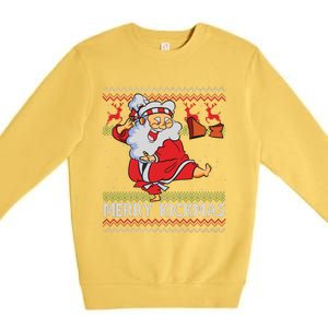 Merry Kickmas Funny Karate Santa Family Matching Pajamas Premium Crewneck Sweatshirt