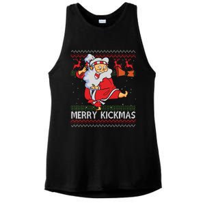 Merry Kickmas Funny Karate Santa Family Matching Pajamas Ladies PosiCharge Tri-Blend Wicking Tank