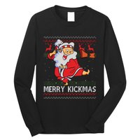 Merry Kickmas Funny Karate Santa Family Matching Pajamas Long Sleeve Shirt