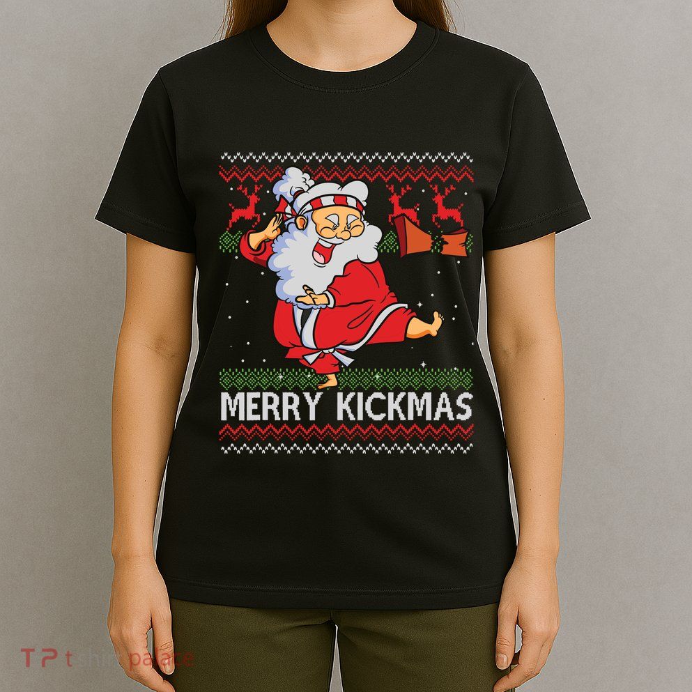 Merry Kickmas Funny Karate Santa Family Matching Pajamas T-Shirt