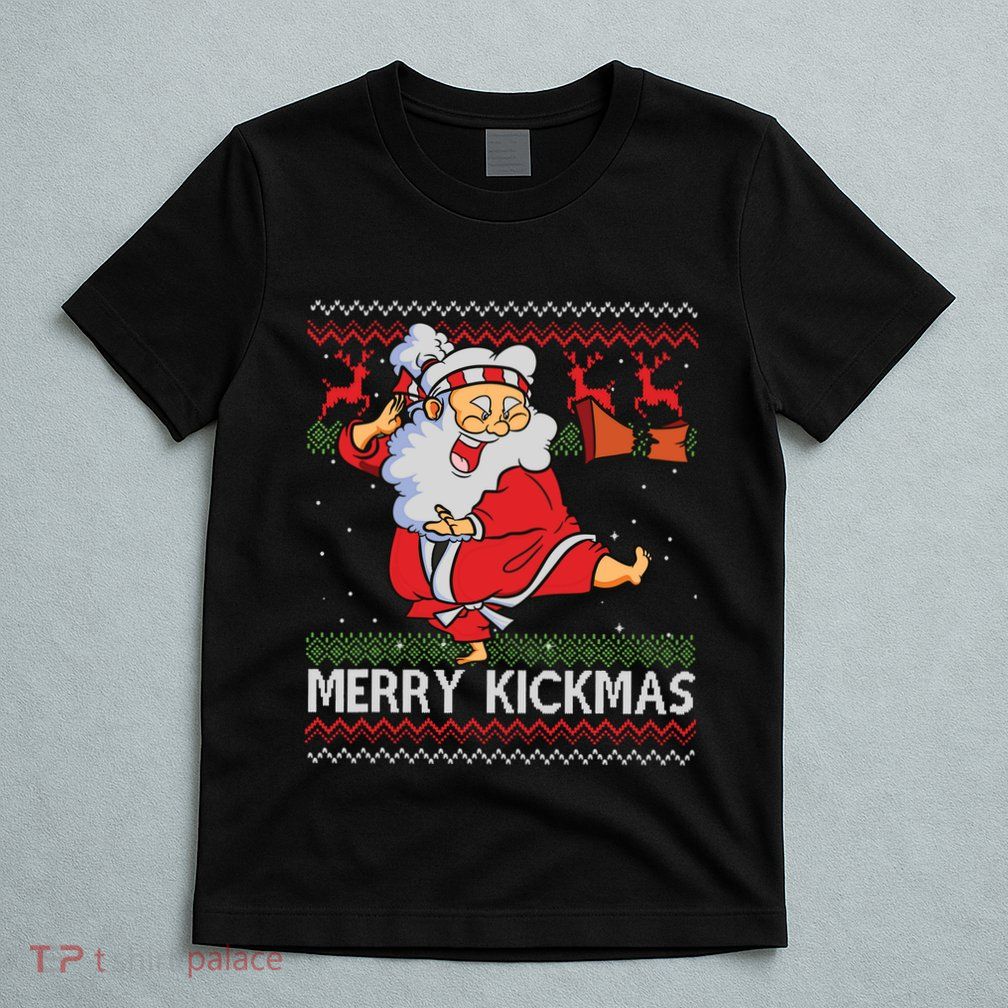 Merry Kickmas Funny Karate Santa Family Matching Pajamas T-Shirt