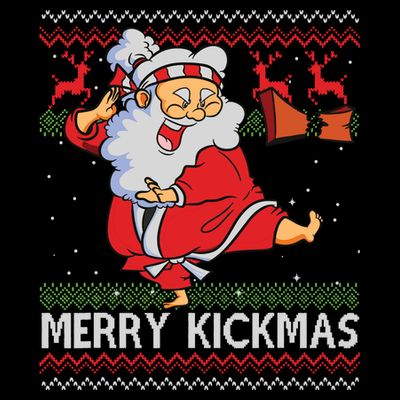 Merry Kickmas Funny Karate Santa Family Matching Pajamas T-Shirt