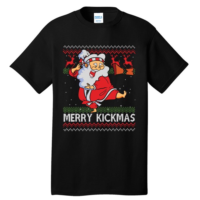 Merry Kickmas Funny Karate Santa Family Matching Pajamas Tall T-Shirt